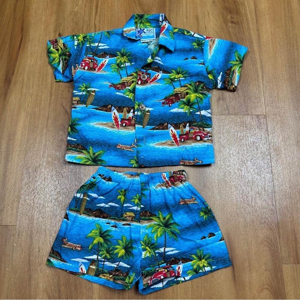 RJC Mini Island Toddler Boy's Clothes Set Blue and Green